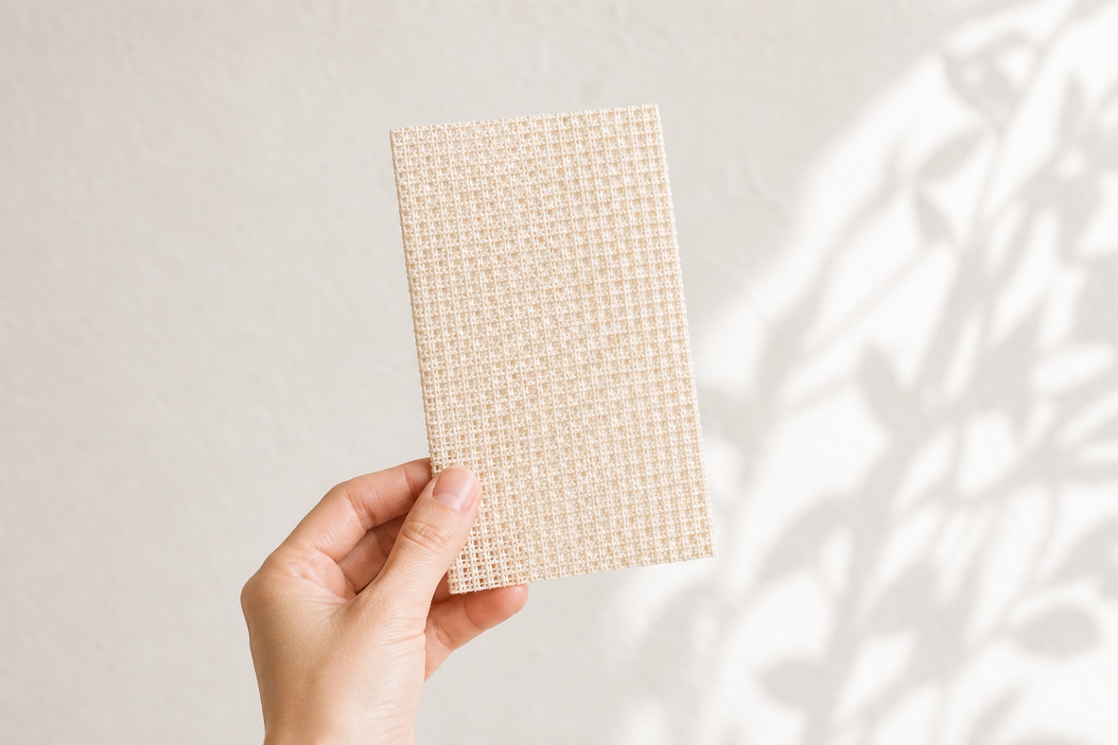 a hand holding a dry, paper-thin bare. sheet up to the light